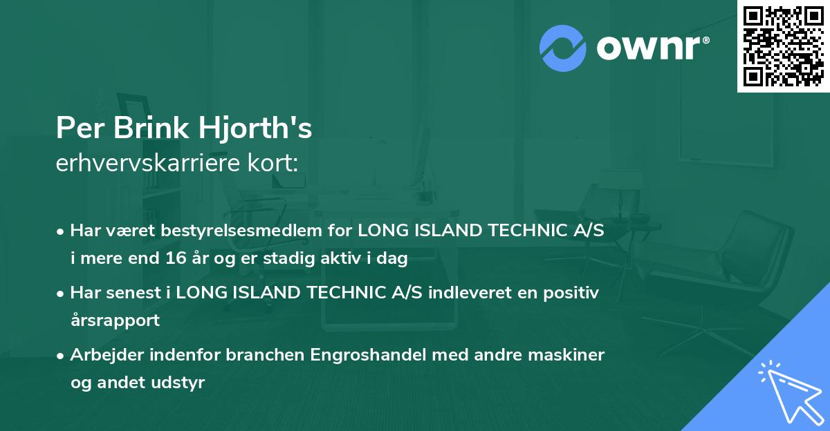 Per Brink Hjorth's erhvervskarriere kort