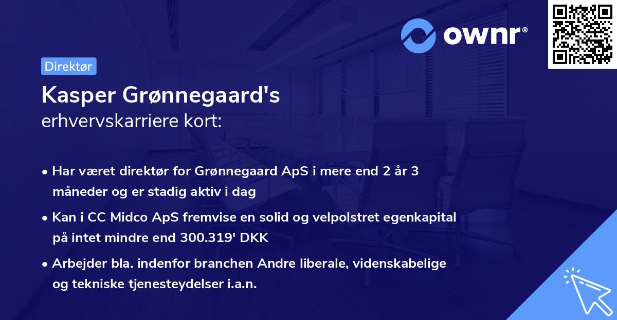 Kasper Grønnegaard's erhvervskarriere kort