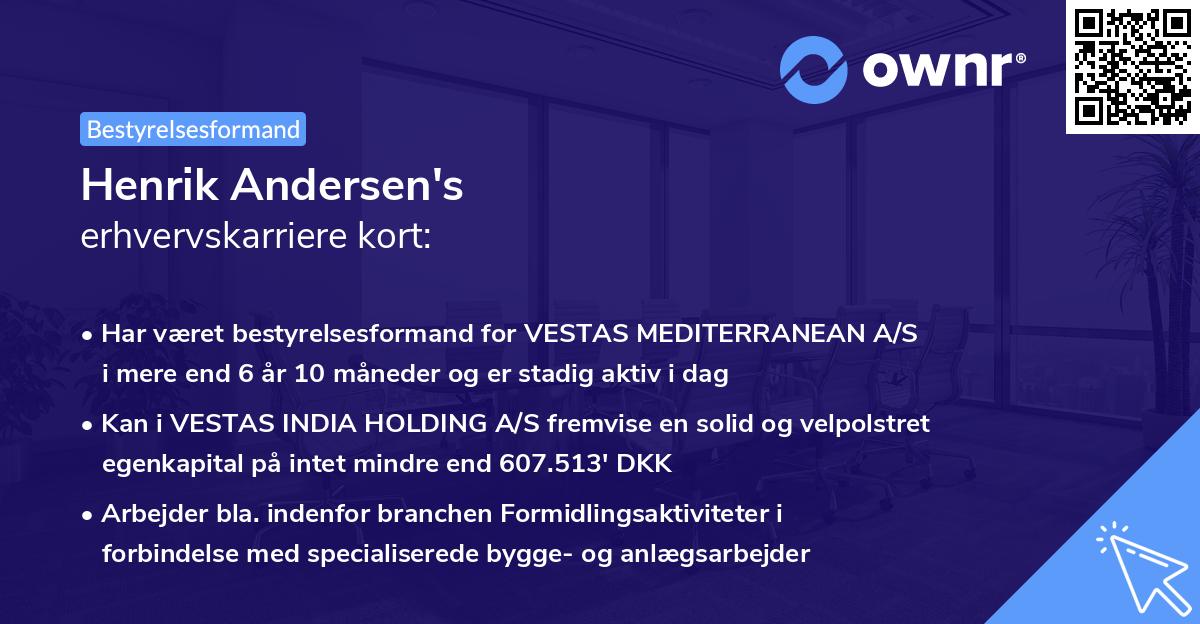 Henrik Andersen's erhvervskarriere kort