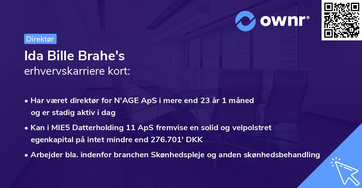 Ida Bille Brahe's erhvervskarriere kort