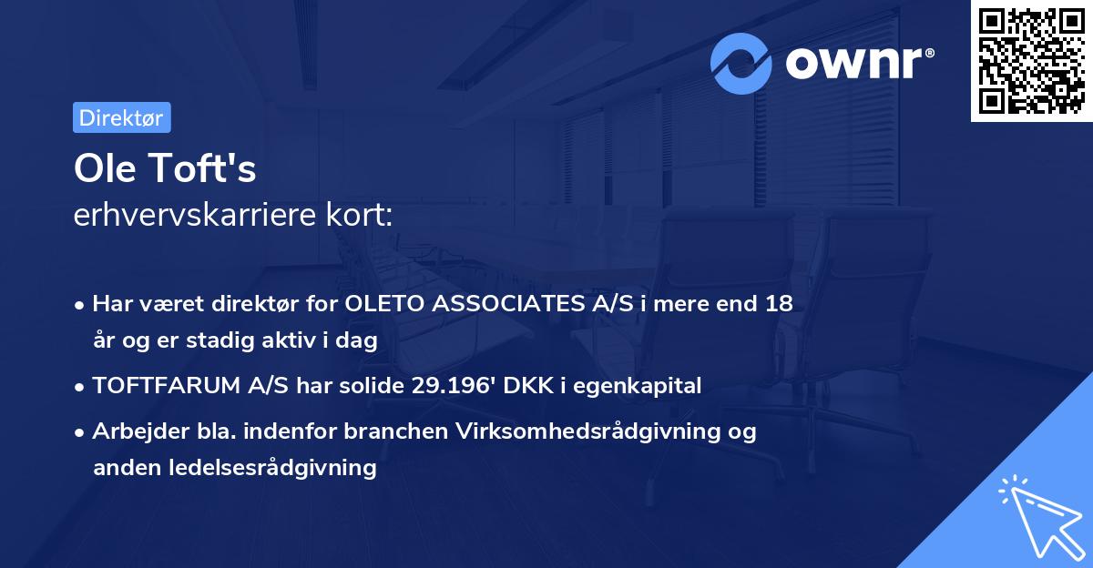Ole Toft's erhvervskarriere kort