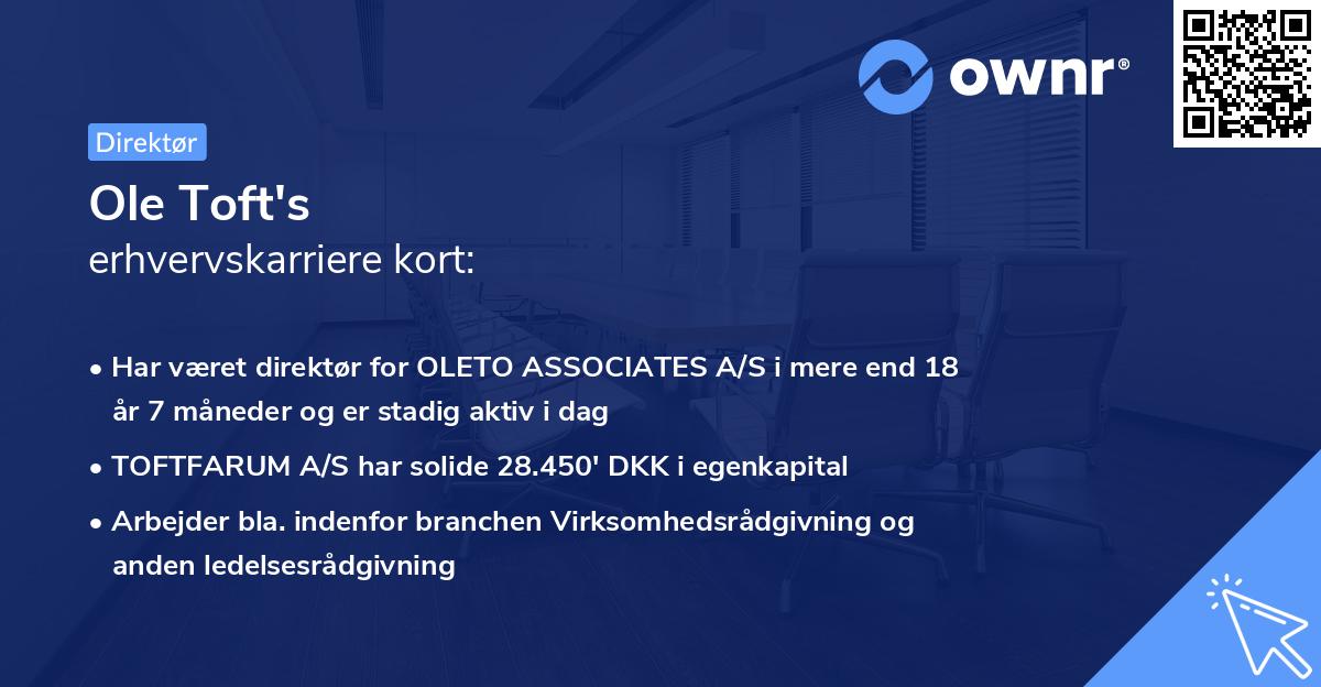 Ole Toft's erhvervskarriere kort