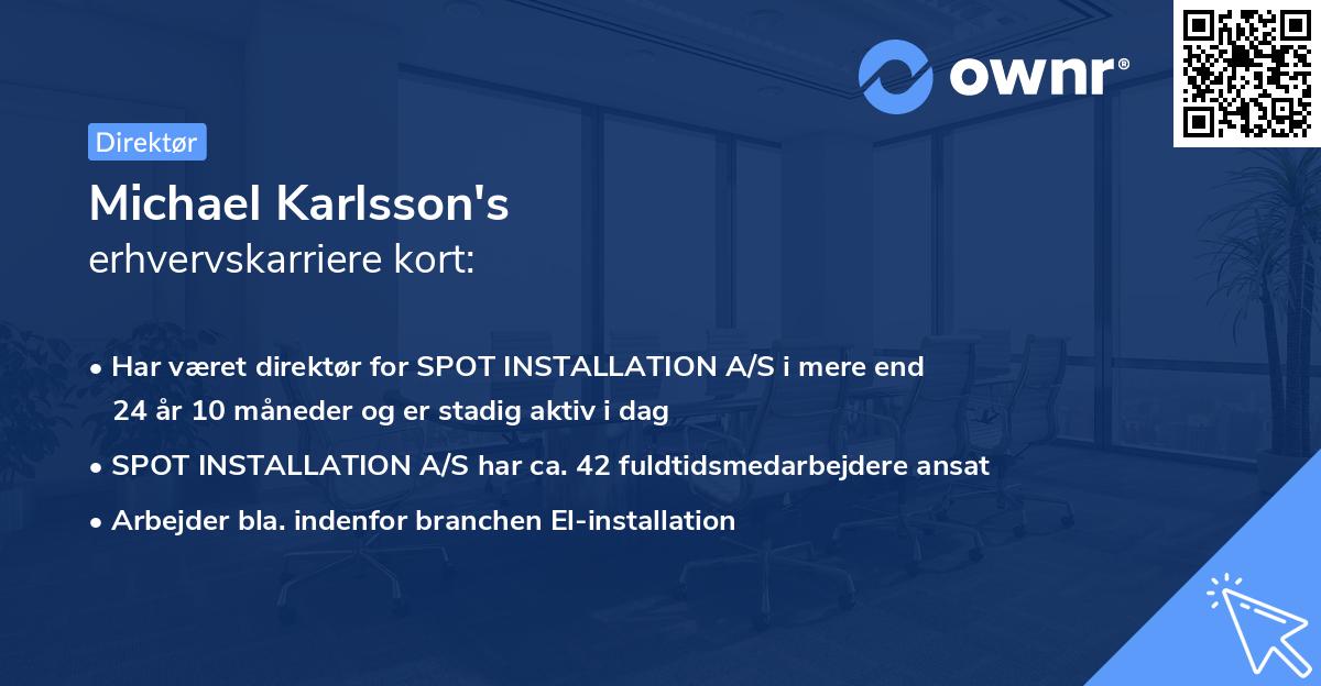 Michael Karlsson's erhvervskarriere kort