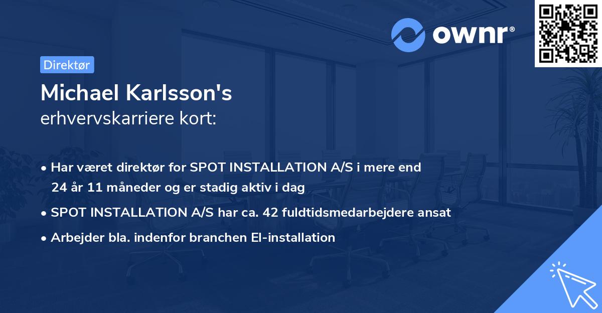 Michael Karlsson's erhvervskarriere kort
