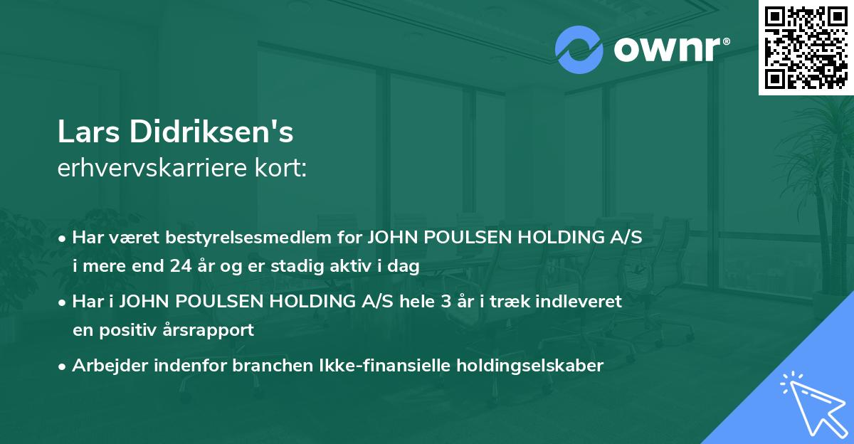 Lars Didriksen's erhvervskarriere kort