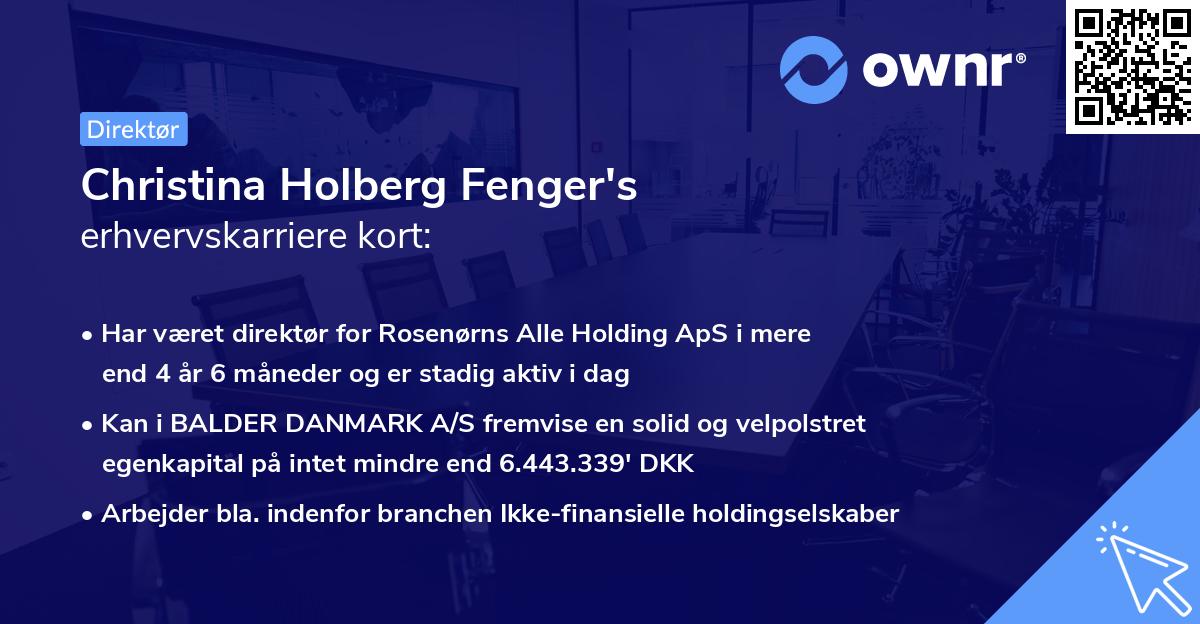 Christina Holberg Fenger's erhvervskarriere kort