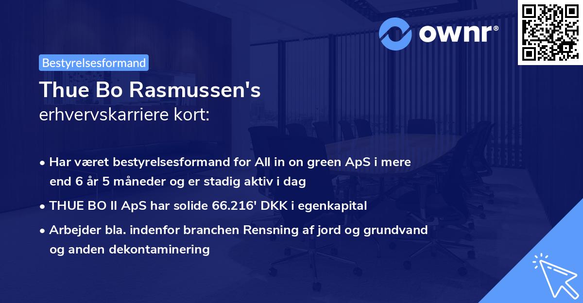 Thue Bo Rasmussen's erhvervskarriere kort