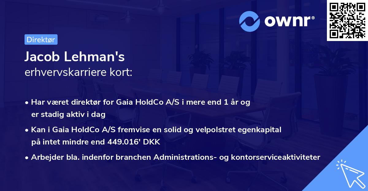 Jacob Lehman's erhvervskarriere kort