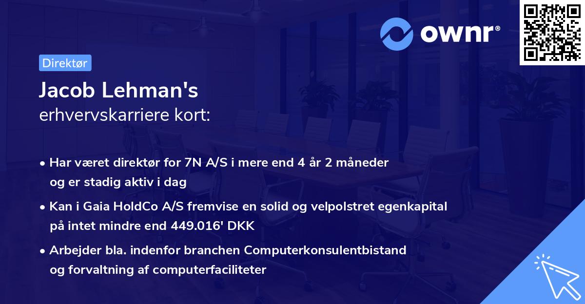 Jacob Lehman's erhvervskarriere kort