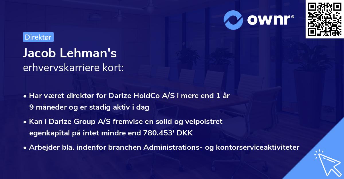 Jacob Lehman's erhvervskarriere kort