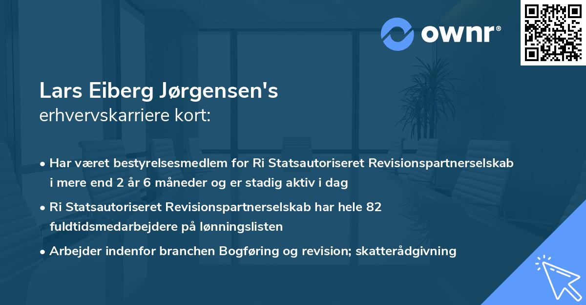 Lars Eiberg Jørgensen's erhvervskarriere kort