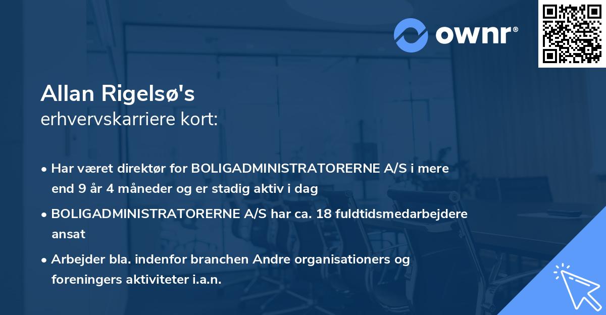 Allan Rigelsø's erhvervskarriere kort