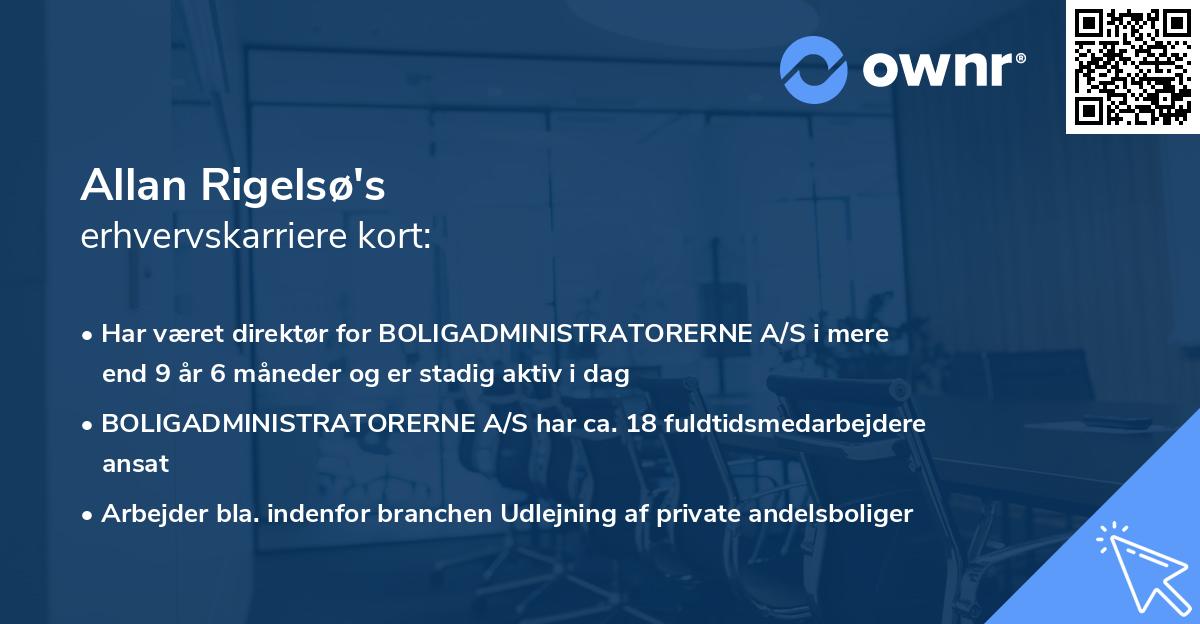 Allan Rigelsø's erhvervskarriere kort