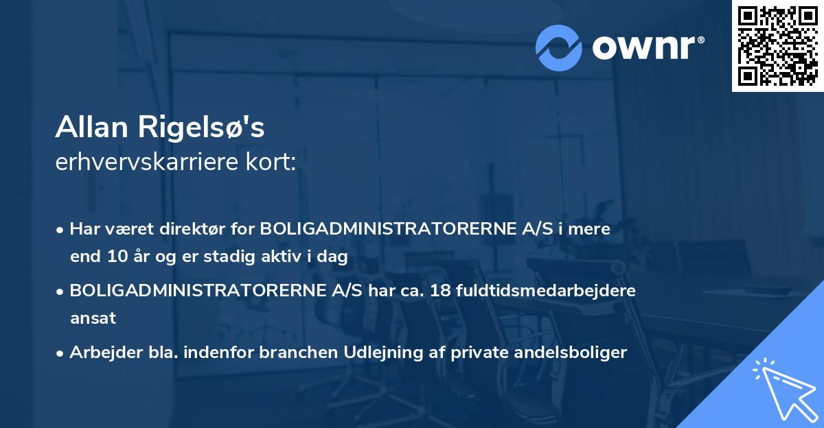 Allan Rigelsø's erhvervskarriere kort