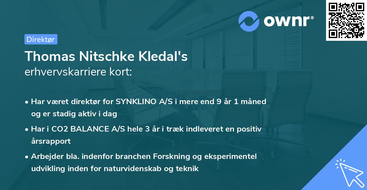 Thomas Nitschke Kledal's erhvervskarriere kort