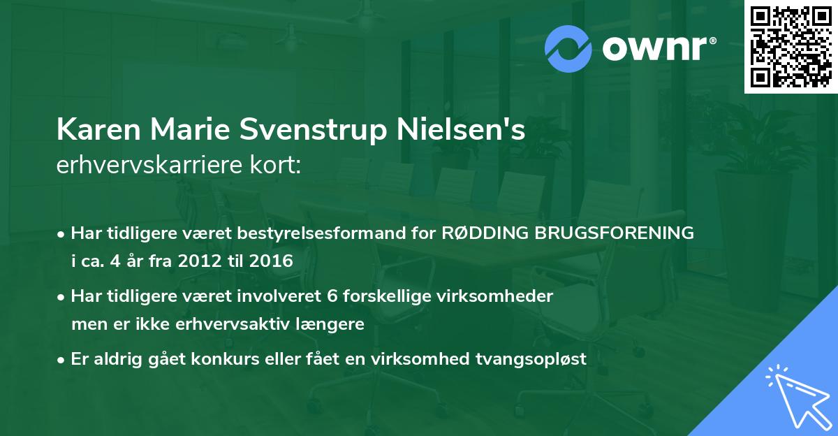 Karen Marie Svenstrup Nielsen's erhvervskarriere kort