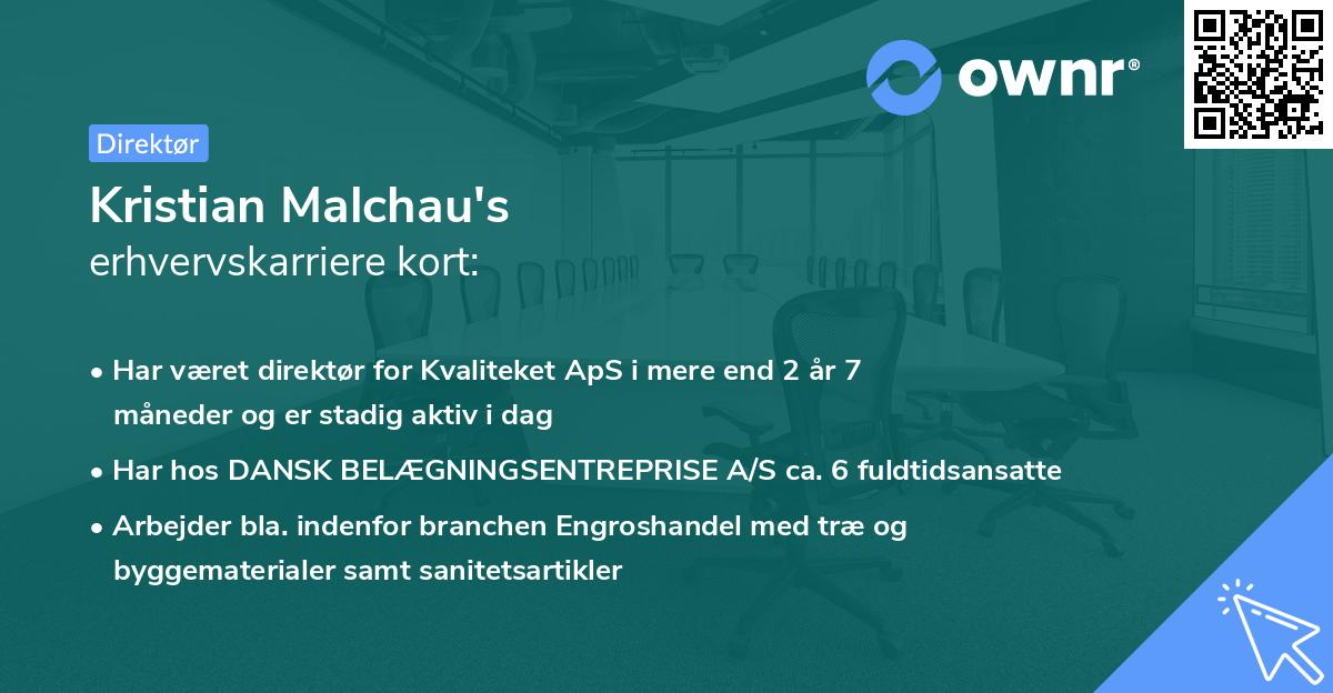 Kristian Malchau's erhvervskarriere kort