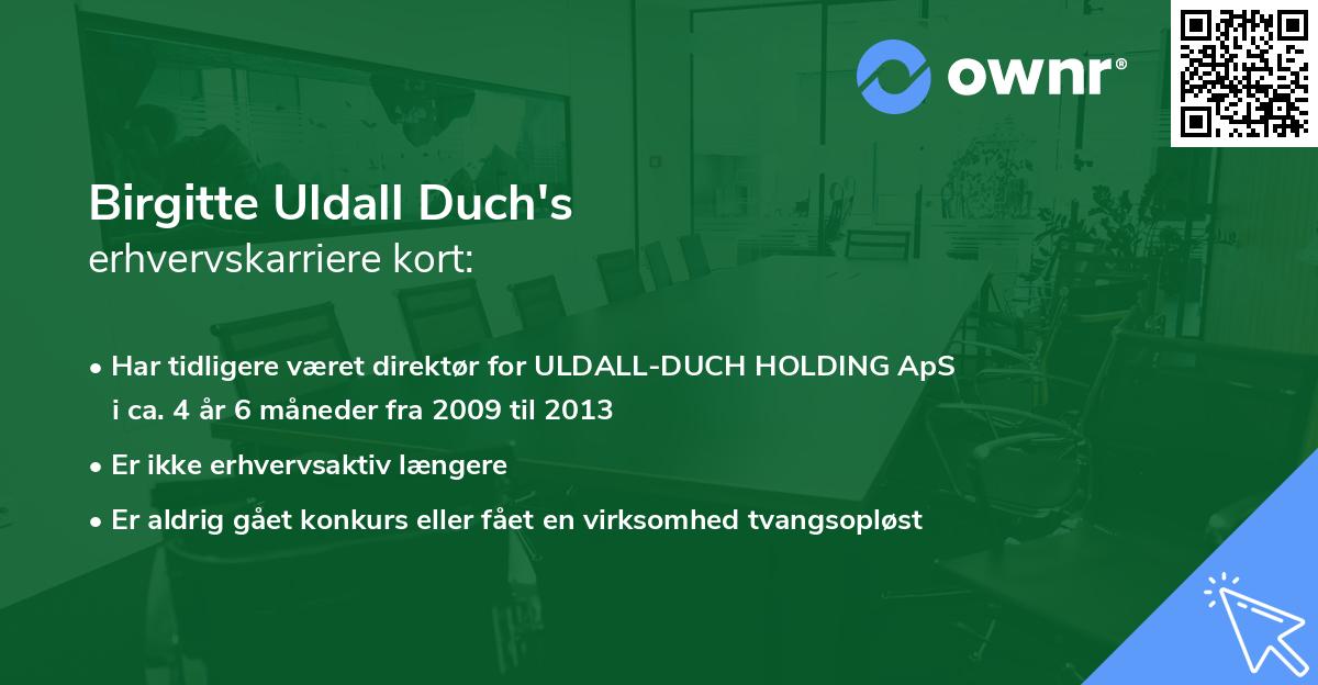 Birgitte Uldall Duch's erhvervskarriere kort