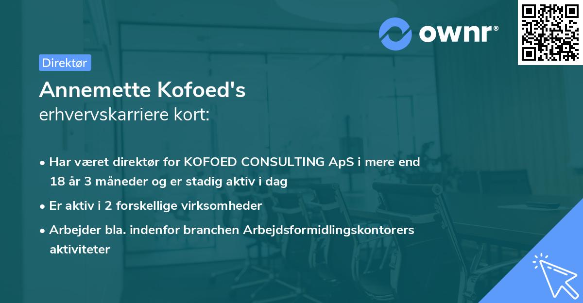 Annemette Kofoed's erhvervskarriere kort