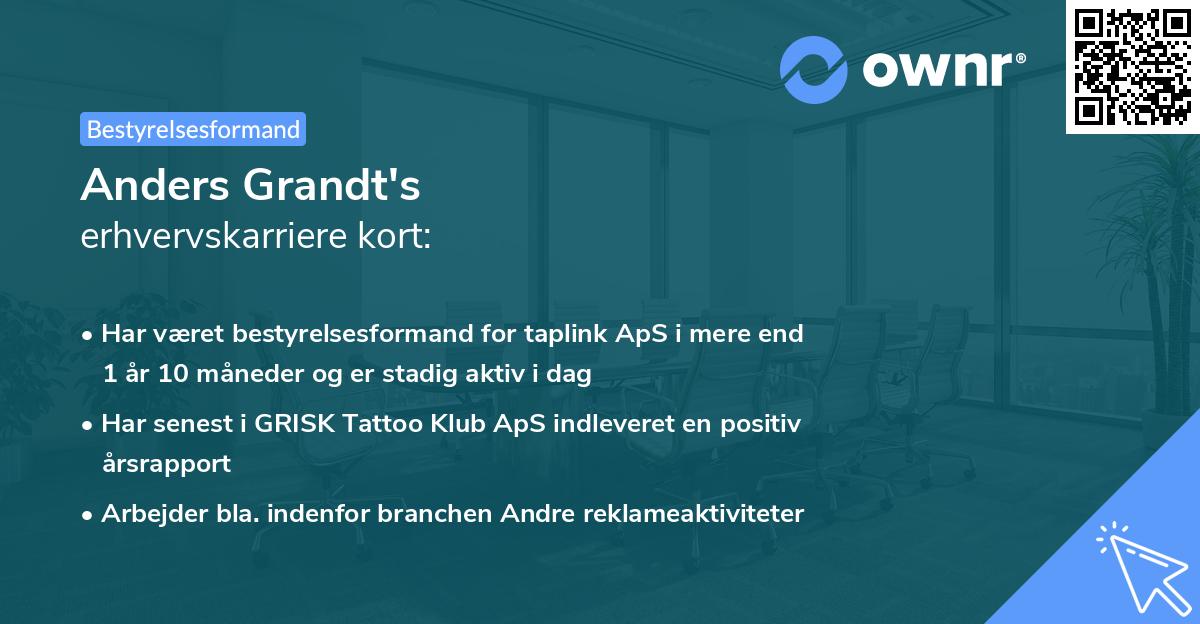 Anders Grandt's erhvervskarriere kort