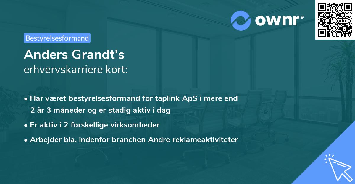 Anders Grandt's erhvervskarriere kort