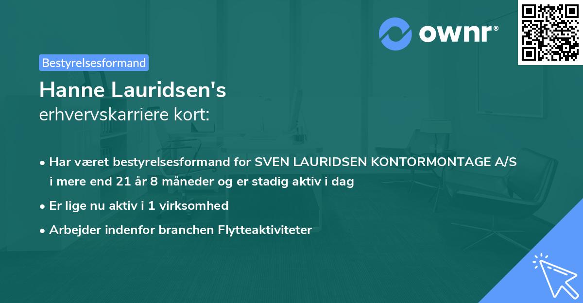 Hanne Lauridsen's erhvervskarriere kort