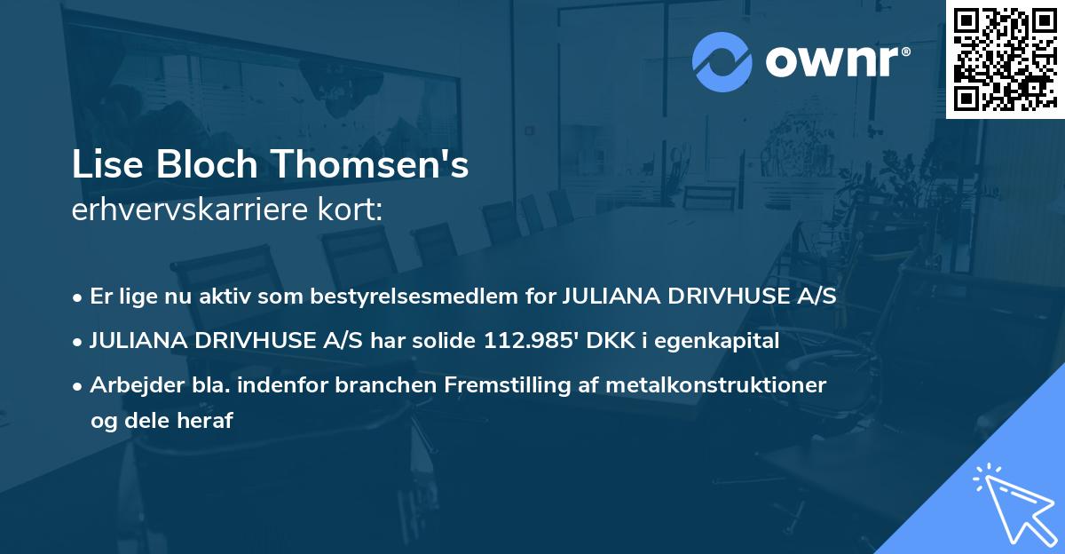 Lise Bloch Thomsen's erhvervskarriere kort