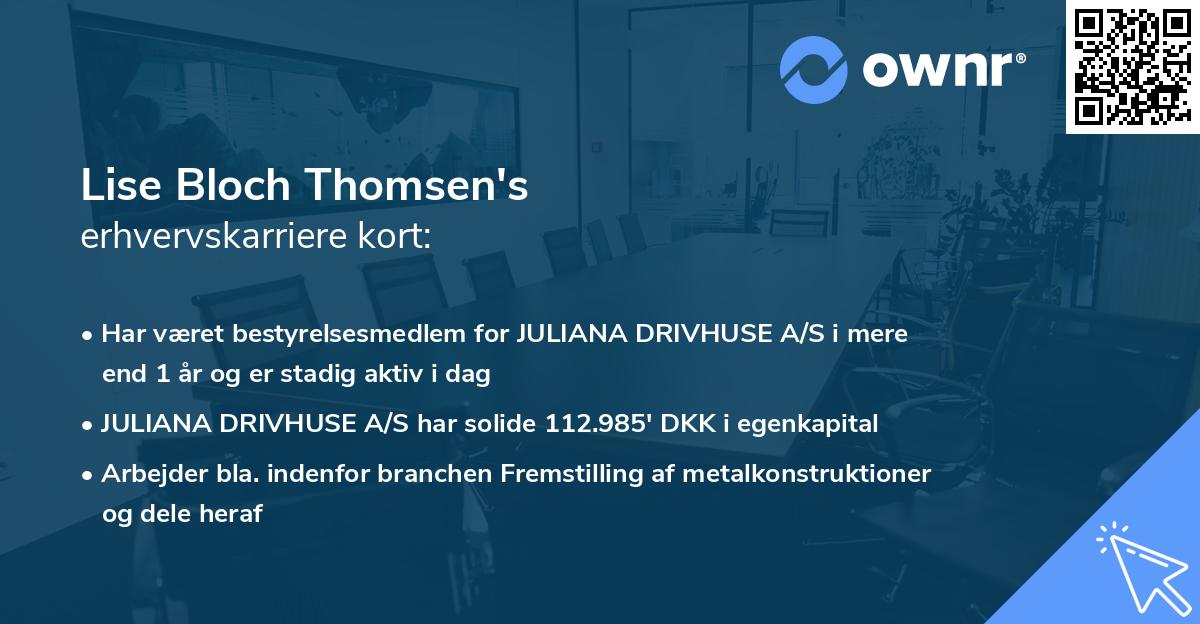 Lise Bloch Thomsen's erhvervskarriere kort