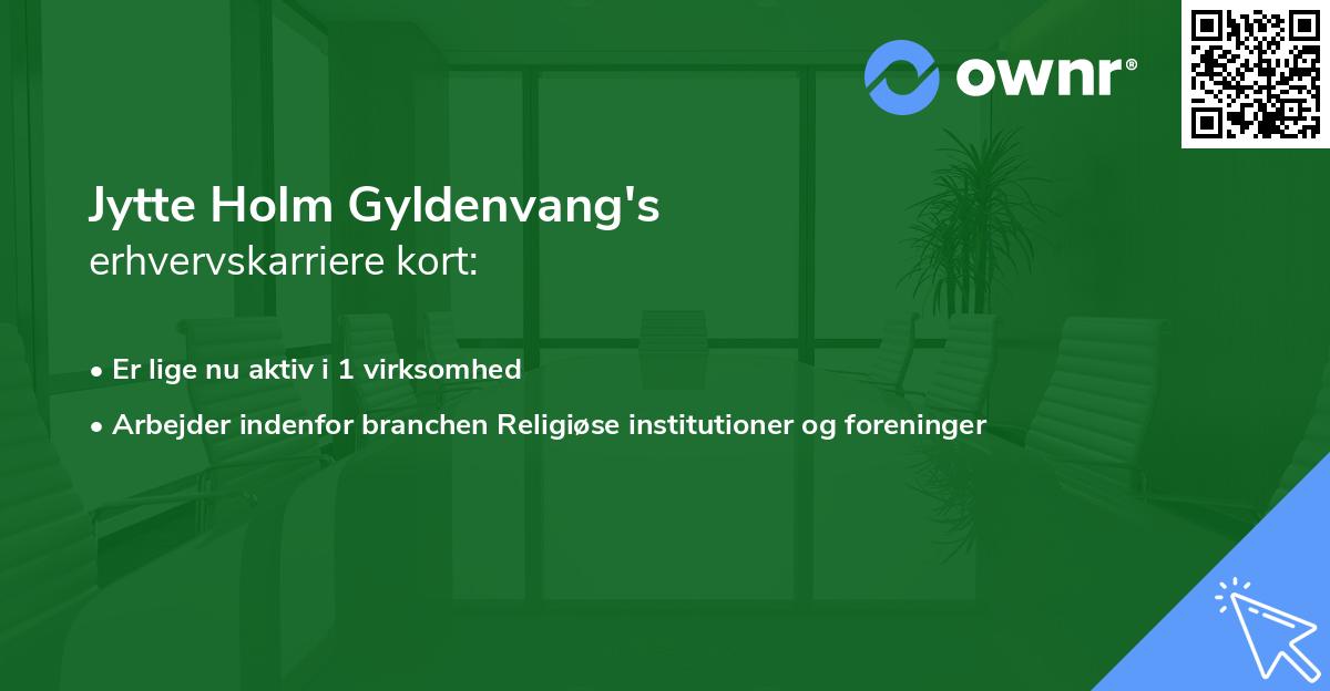 Jytte Holm Gyldenvang's erhvervskarriere kort