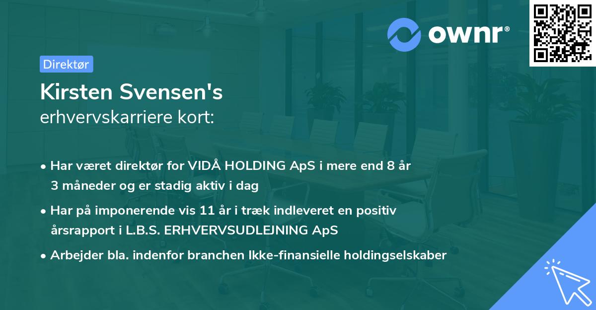 Kirsten Svensen's erhvervskarriere kort