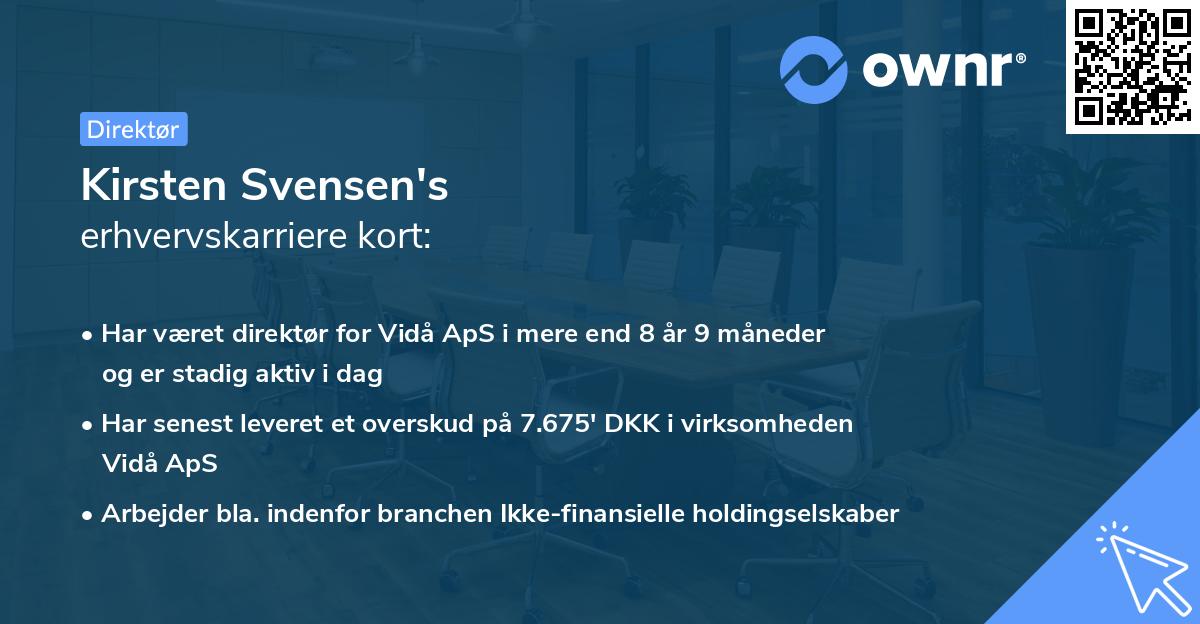 Kirsten Svensen's erhvervskarriere kort