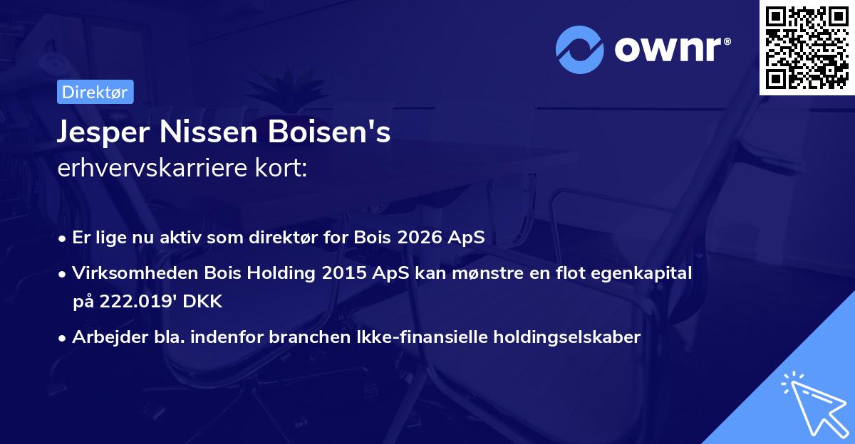 Jesper Nissen Boisen's erhvervskarriere kort