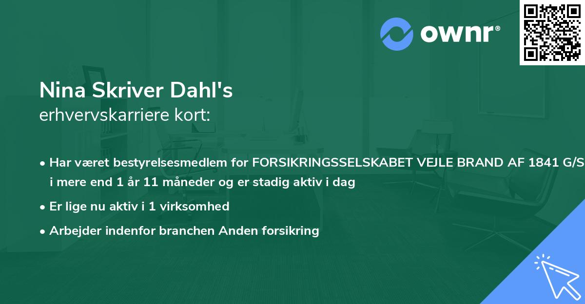 Nina Skriver Dahl's erhvervskarriere kort