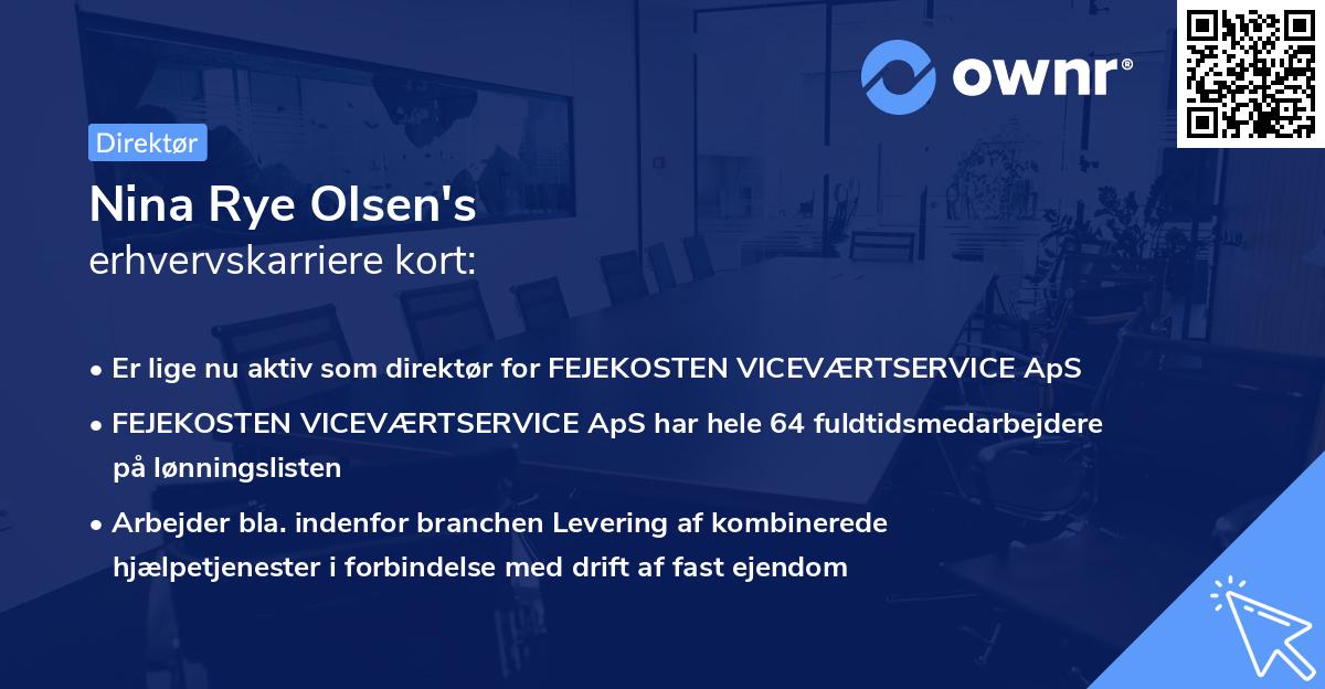 Nina Rye Olsen's erhvervskarriere kort