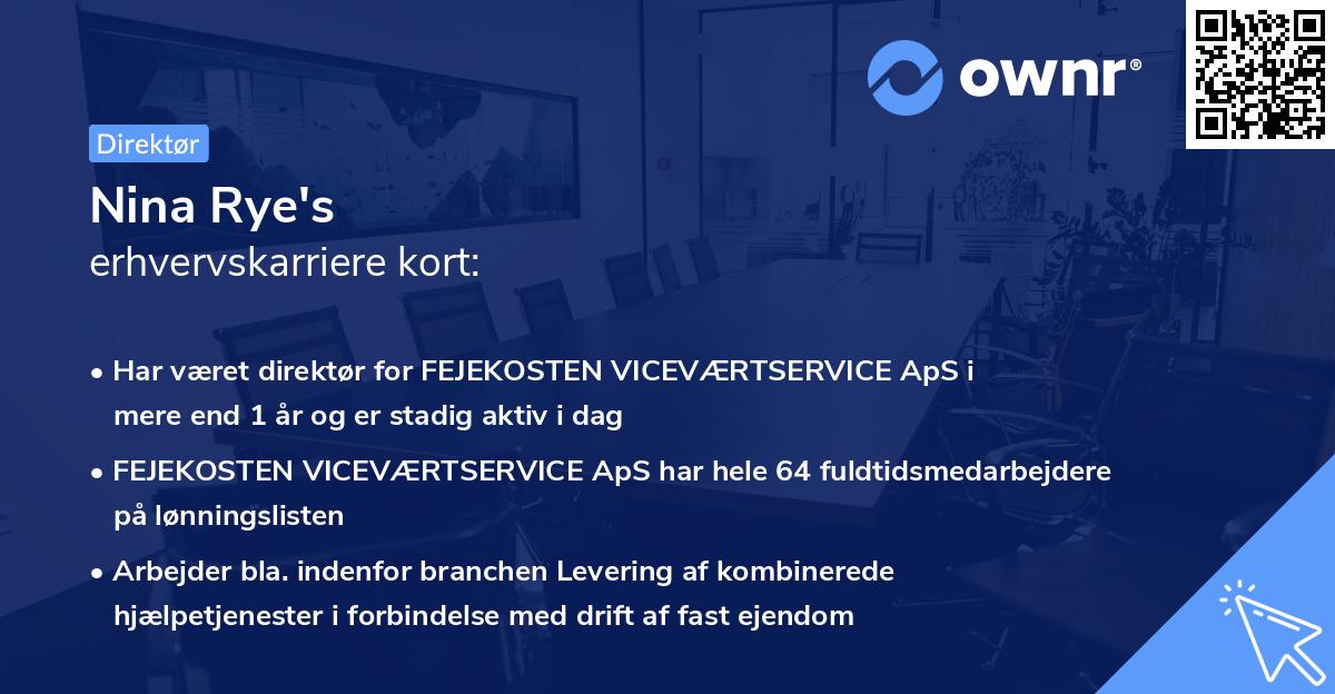 Nina Rye's erhvervskarriere kort