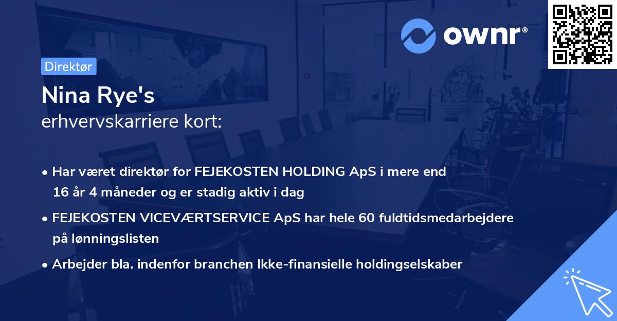 Nina Rye's erhvervskarriere kort