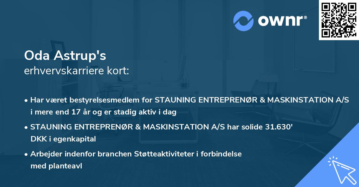 Oda Astrup's erhvervskarriere kort