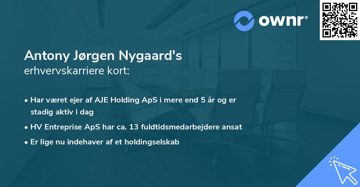 Antony Jørgen Nygaard's erhvervskarriere kort