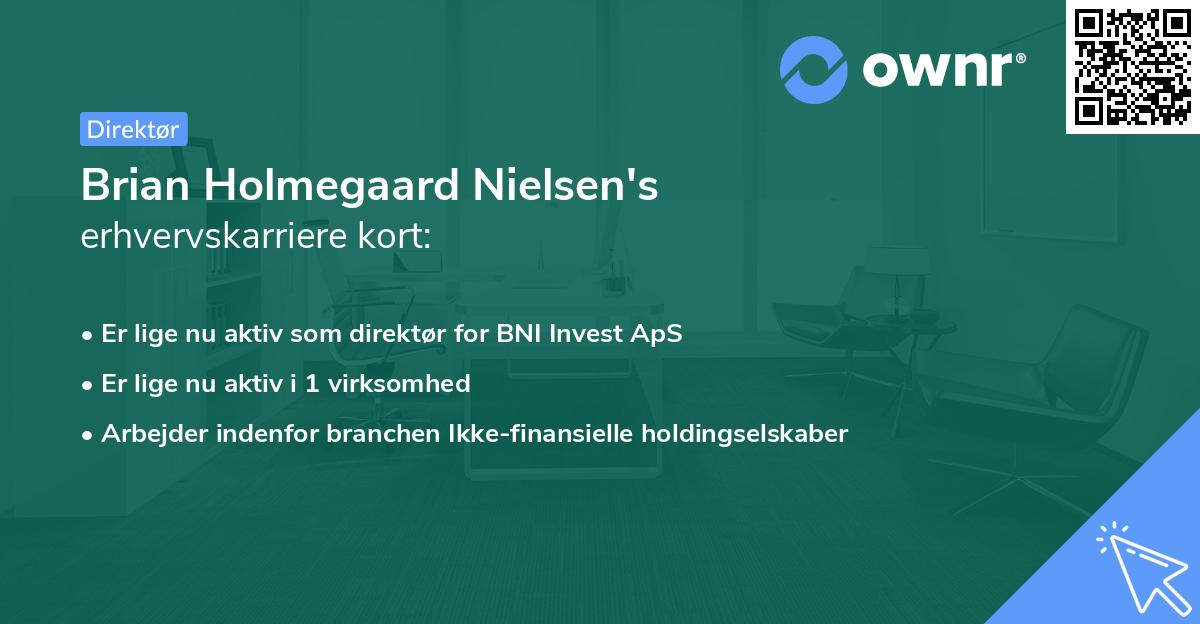 Brian Holmegaard Nielsen's erhvervskarriere kort