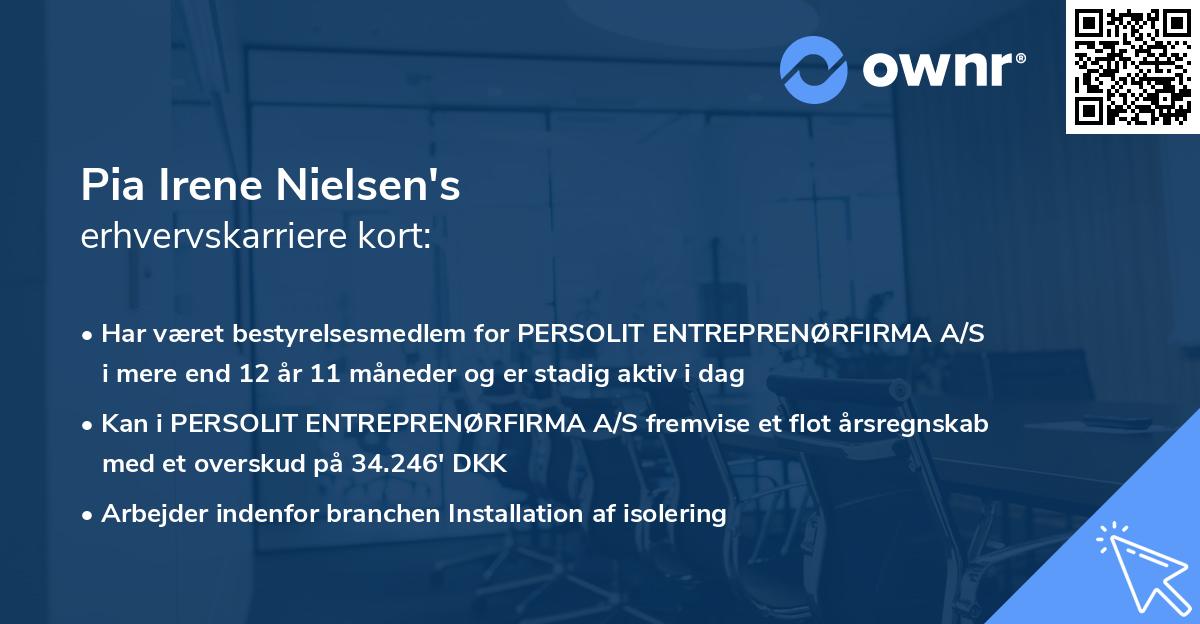 Pia Irene Nielsen's erhvervskarriere kort