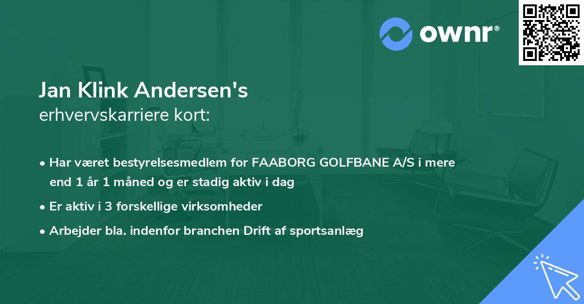 Jan Klink Andersen's erhvervskarriere kort