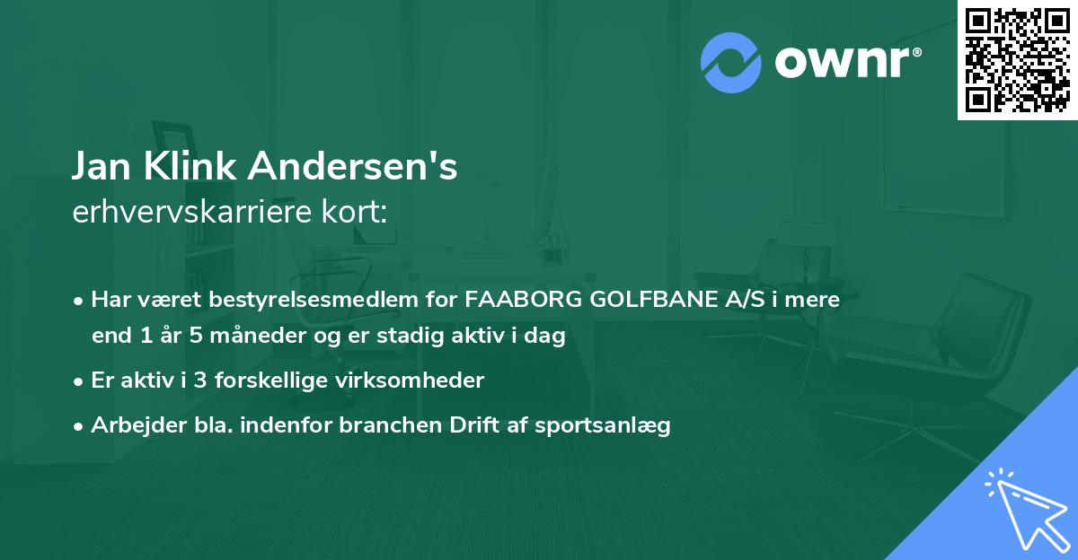 Jan Klink Andersen's erhvervskarriere kort