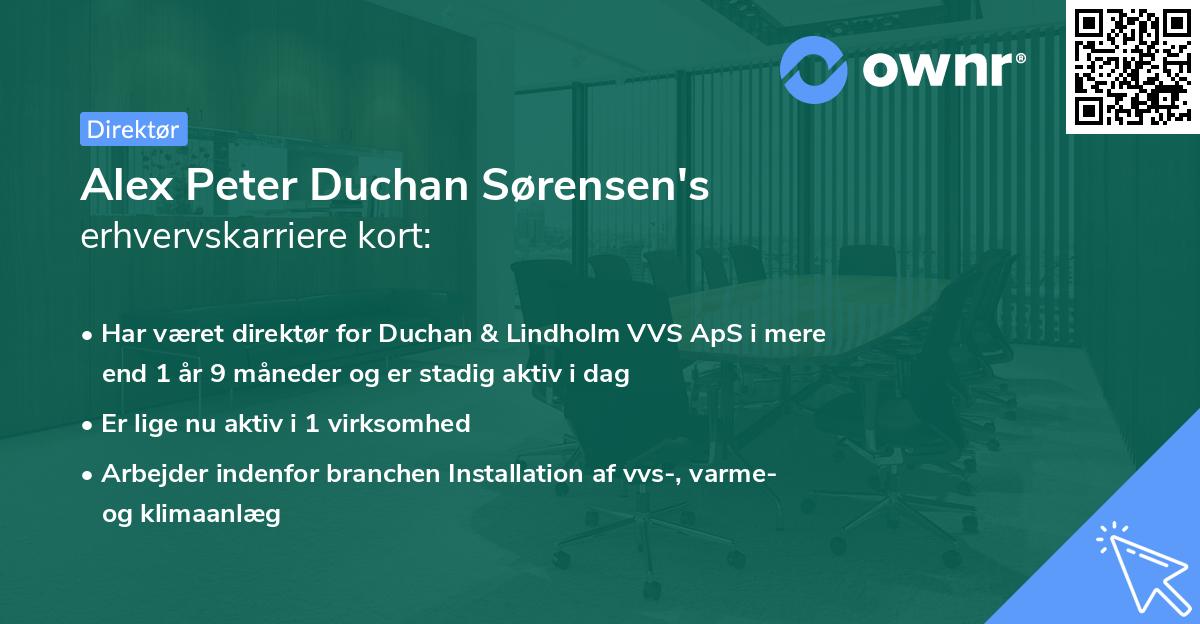 Alex Peter Duchan Sørensen's erhvervskarriere kort