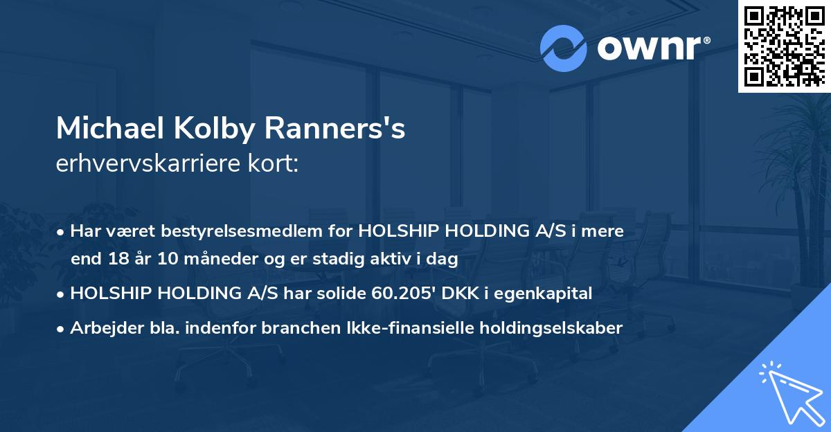 Michael Kolby Ranners's erhvervskarriere kort