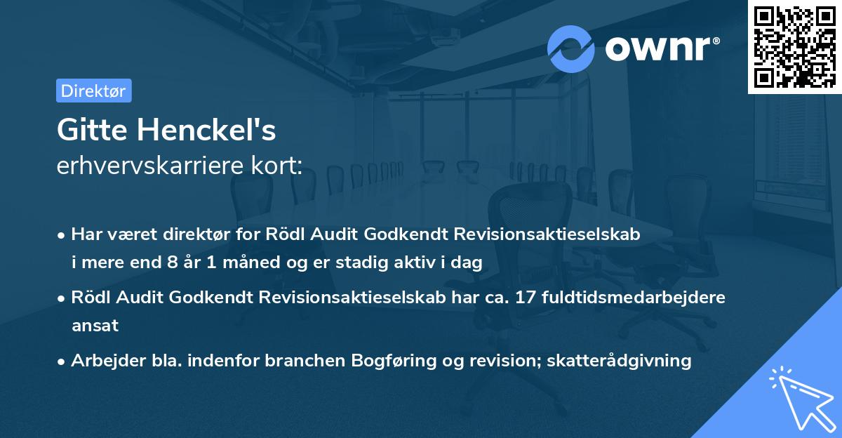 Gitte Henckel's erhvervskarriere kort