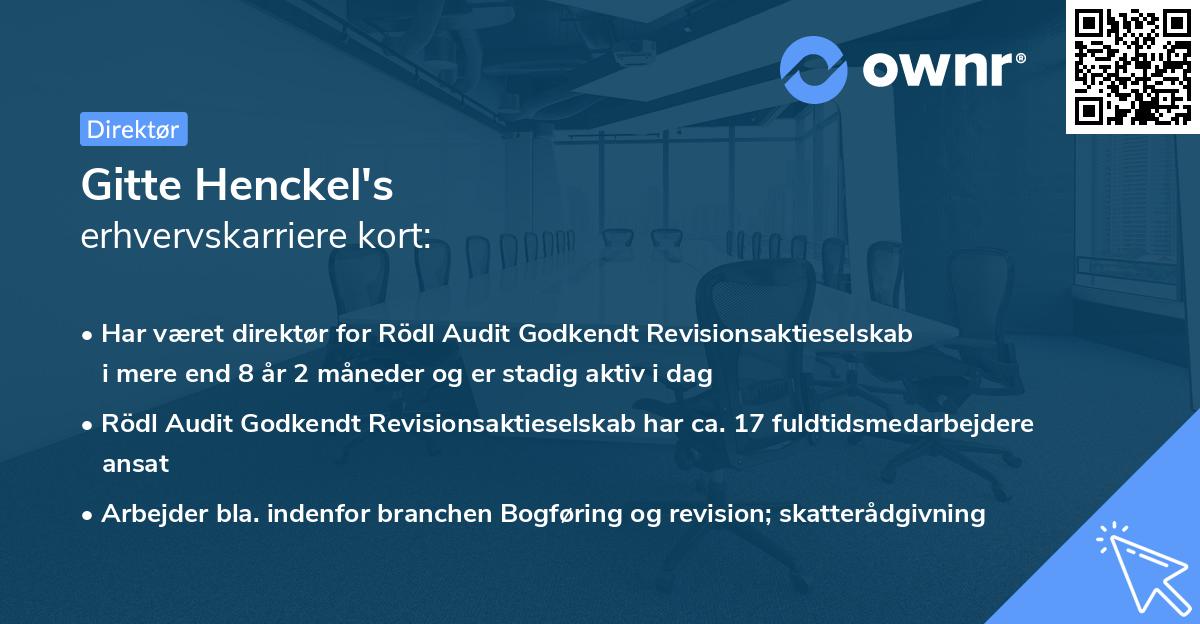 Gitte Henckel's erhvervskarriere kort
