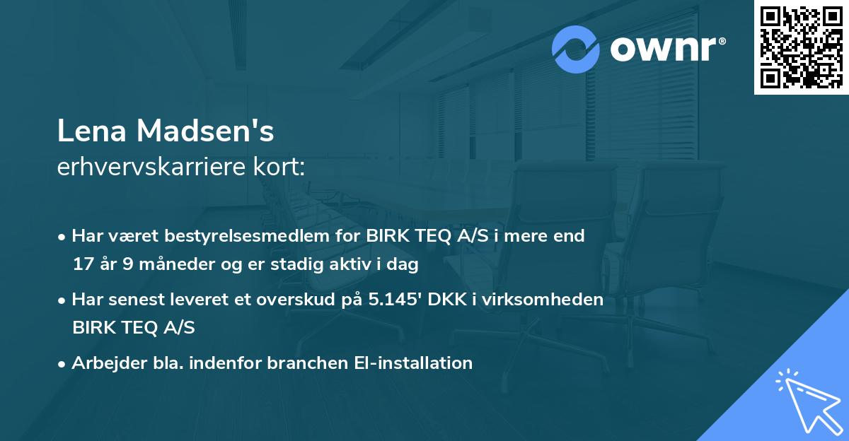 Lena Madsen's erhvervskarriere kort
