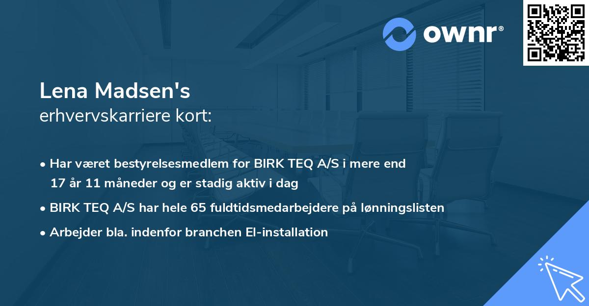 Lena Madsen's erhvervskarriere kort
