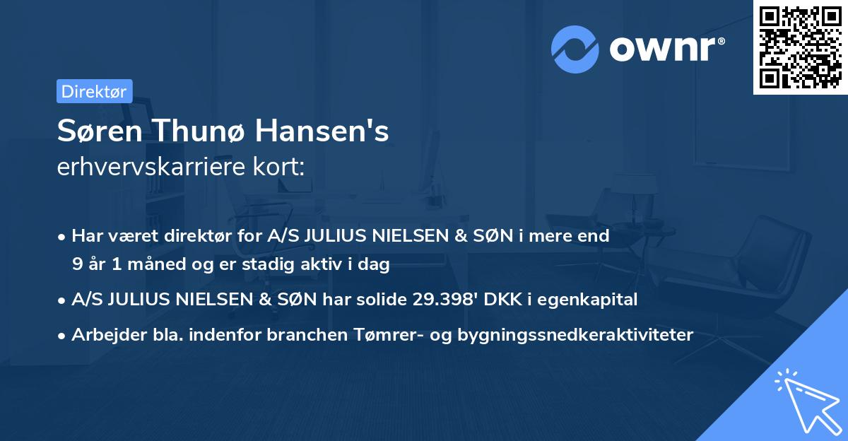 Søren Thunø Hansen's erhvervskarriere kort