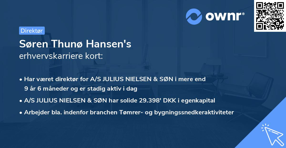Søren Thunø Hansen's erhvervskarriere kort